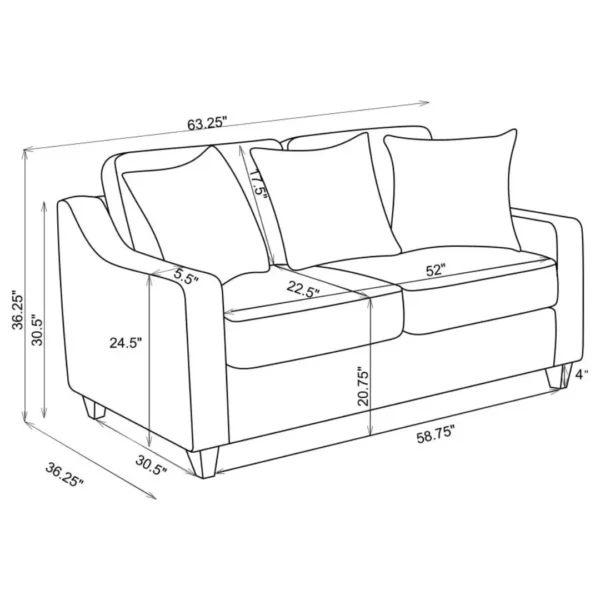 Christine Upholstered Sloped Arm Sofa Set Beige by Coaster Furniture - Image 10