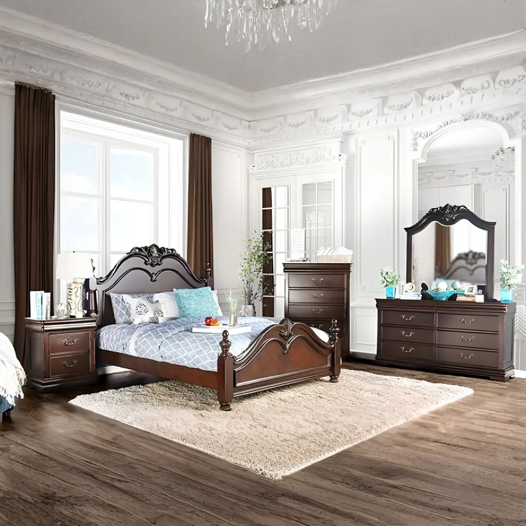Mandura 5 Pc Queen Traditional Bedroom Set by Furniture Of America | U-Trade Furniture Traditional Bedroom Set