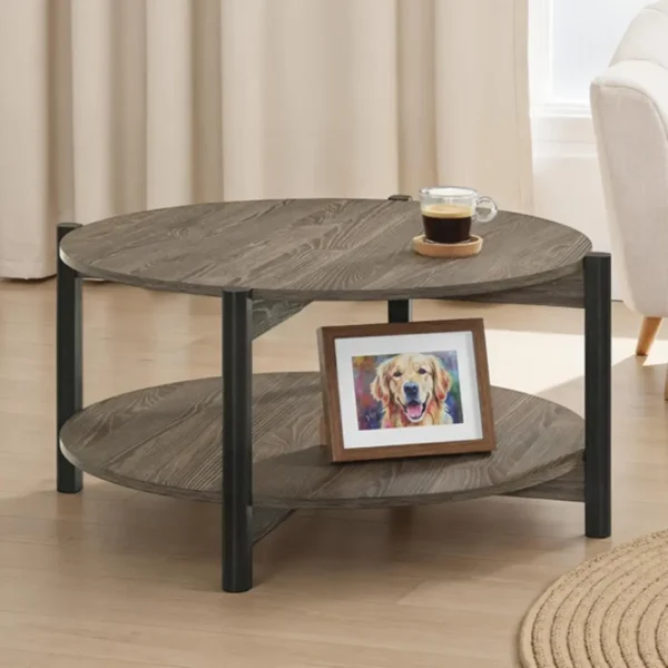 Hyde Wood Round Coffee Table by Furniture of America - Image 4