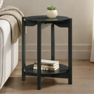 Hyde Wood Round End Table with Shelf by Furniture of America