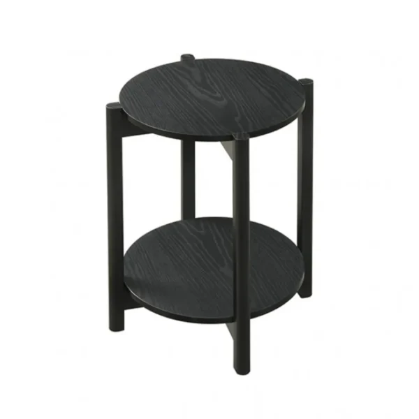 Hyde Wood Round End Table with Shelf by Furniture of America - Image 2