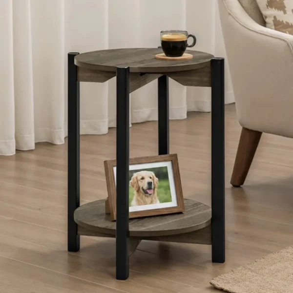 Hyde Wood Round End Table with Shelf by Furniture of America - Image 13
