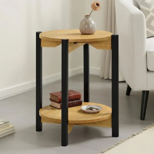 Hyde Wood Round End Table with Shelf by Furniture of America - Image 15