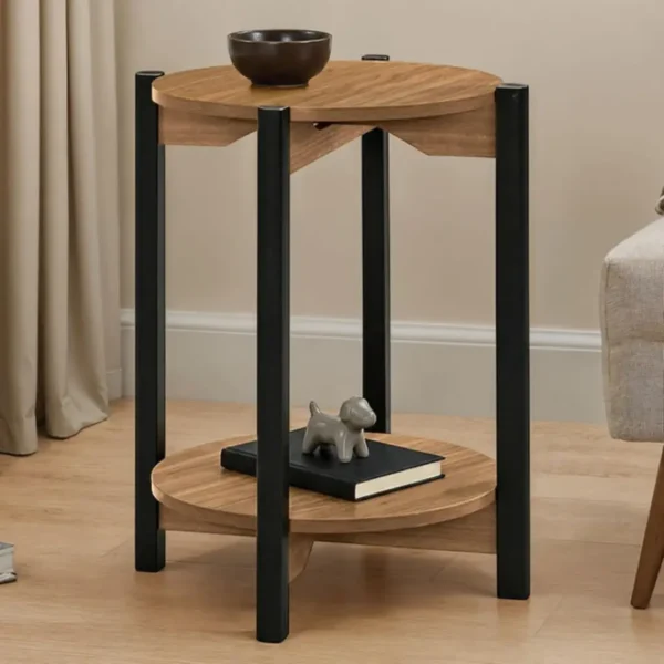 Hyde Wood Round End Table with Shelf by Furniture of America - Image 18