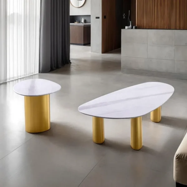 Northwich White Stone Side Table by Furniture of America - Image 3