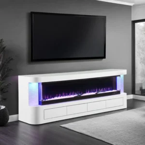 Luken White Electric Fireplace TV Console by Furniture of America