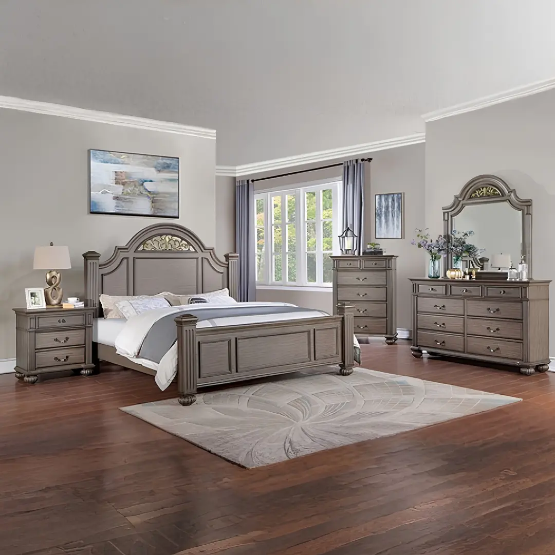 Syracuse 5 Pc Gray Queen Bedroom Set by Furniture Of America | U-Trade Furniture Gray Queen Bedroom Set