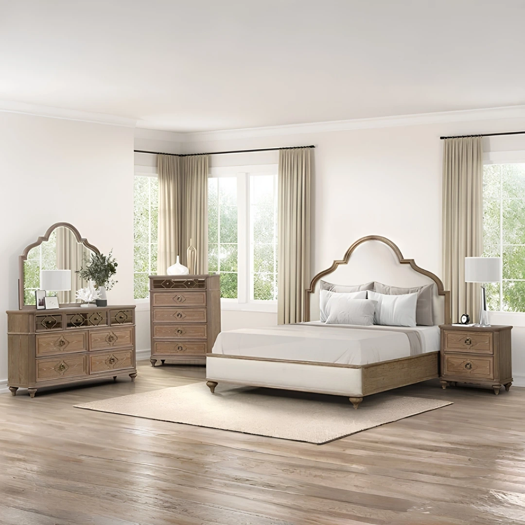 Lyris 5 Pc Rustic Queen Bedroom Set by Furniture Of America | U-Trade Furniture Rustic Queen Bedroom Set