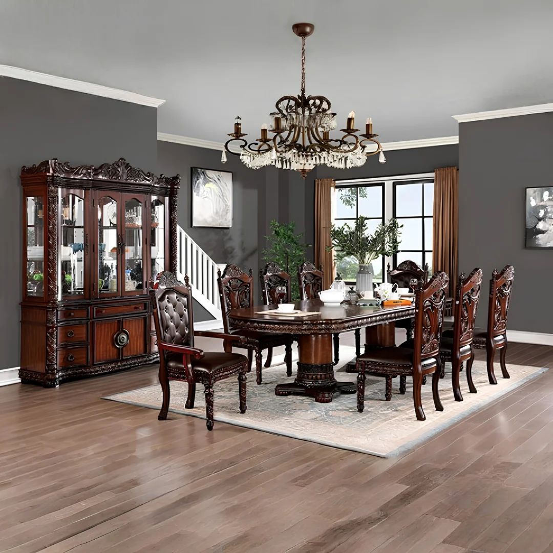 Canyonville Solid Wood Dining Table with 6 Chairs by Furniture of America | U-Trade Furniture Solid Wood Dining Table with 6 Chairs
