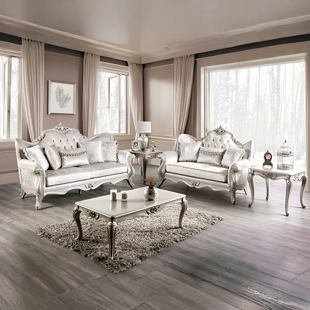 Acapulco 3 Pc Sofa Set Traditional Off-White by Furniture Of America | U-Trade Furniture Traditional Off-White Sofa Set