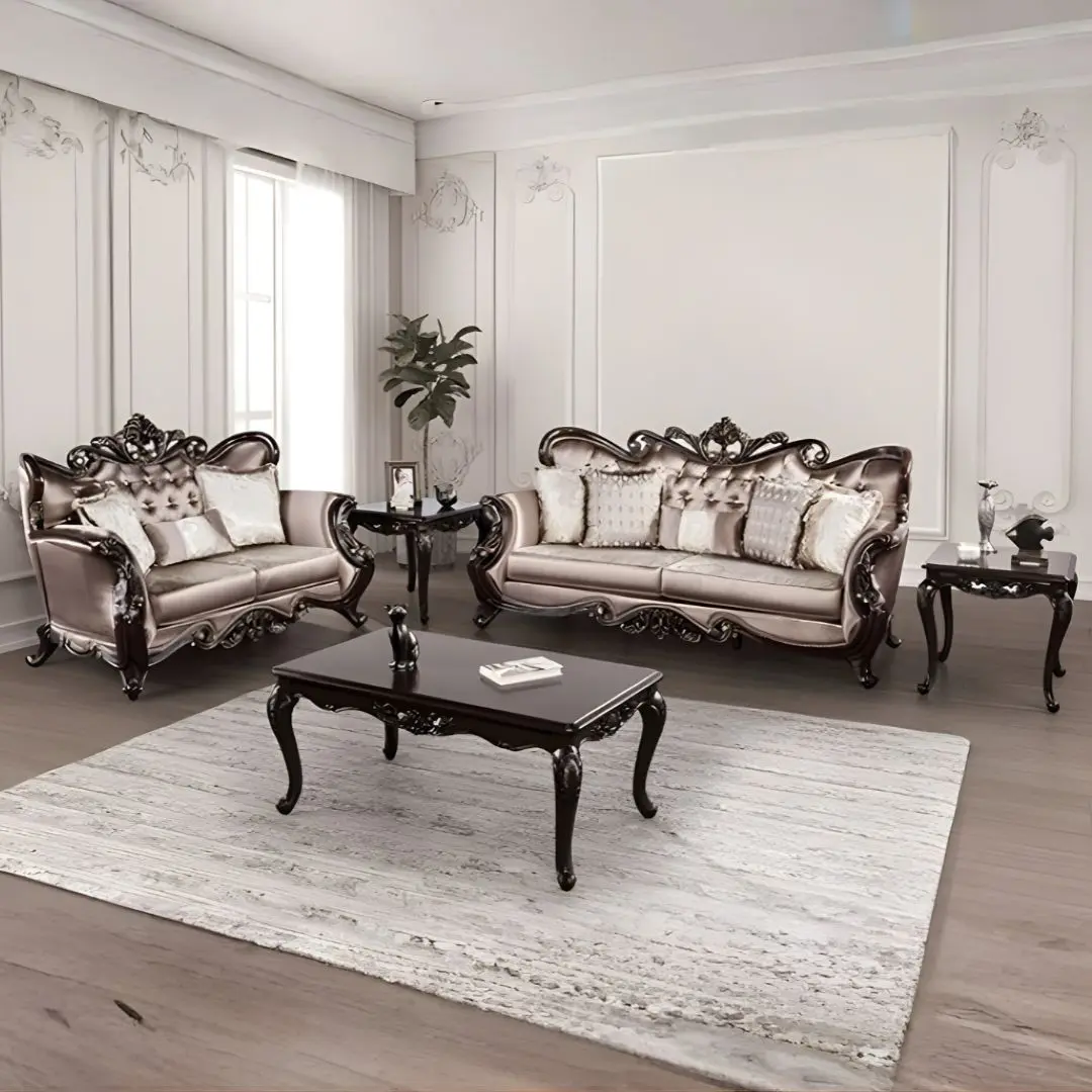 Albacete 3 Pc Sofa Set Brown by Furniture Of America | U-Trade Furniture Brown Velvet Sofa Set