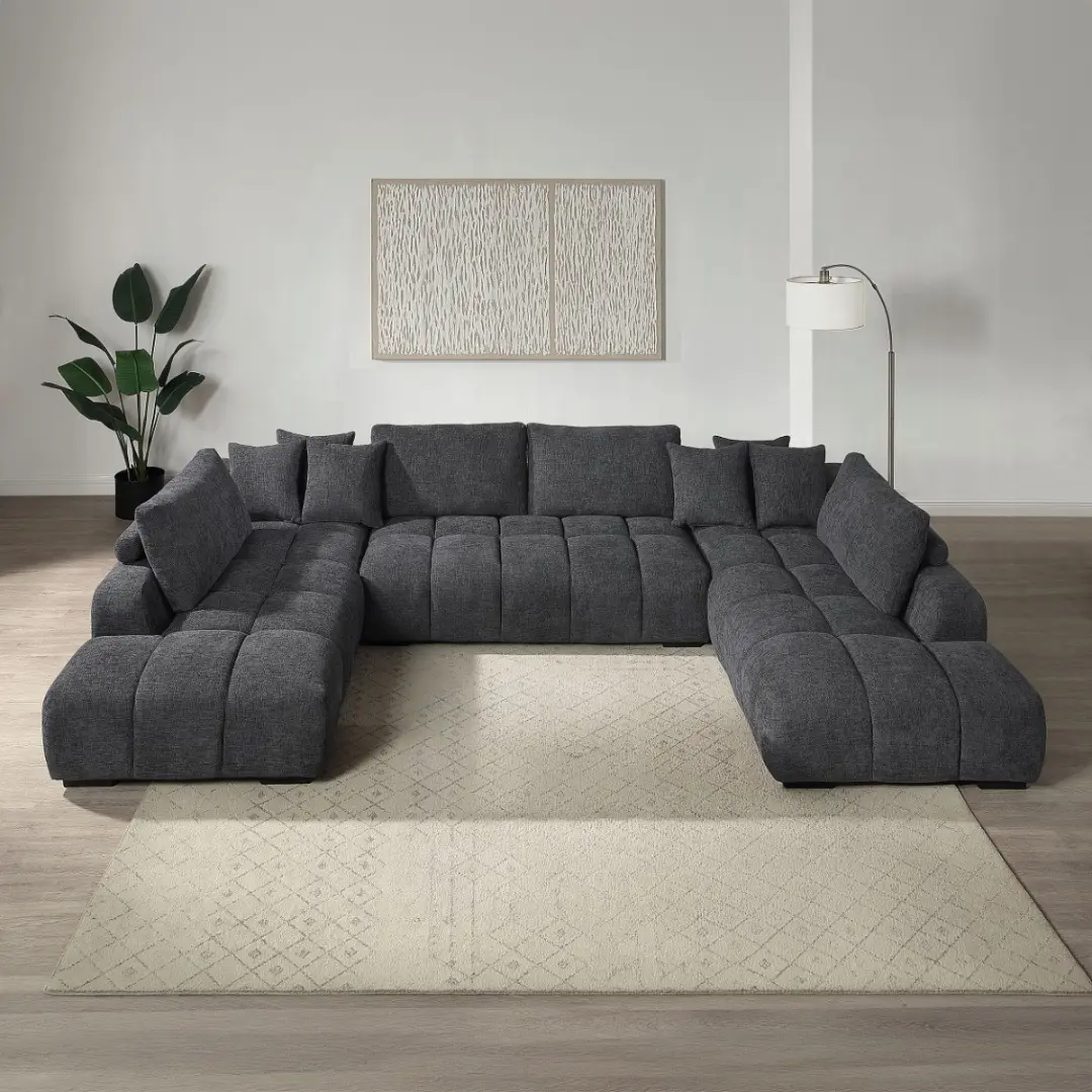 Chosen Gray Sofa Sectional with 6 Pillows by ACME | U-Trade Furniture Chosen Gray Sofa Sectional with 6 Pillows by ACME - Image 1