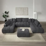 Chosen Chenille Gray Ottoman by ACME - Image 3
