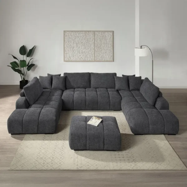 Chosen Chenille Gray Ottoman by ACME - Image 3