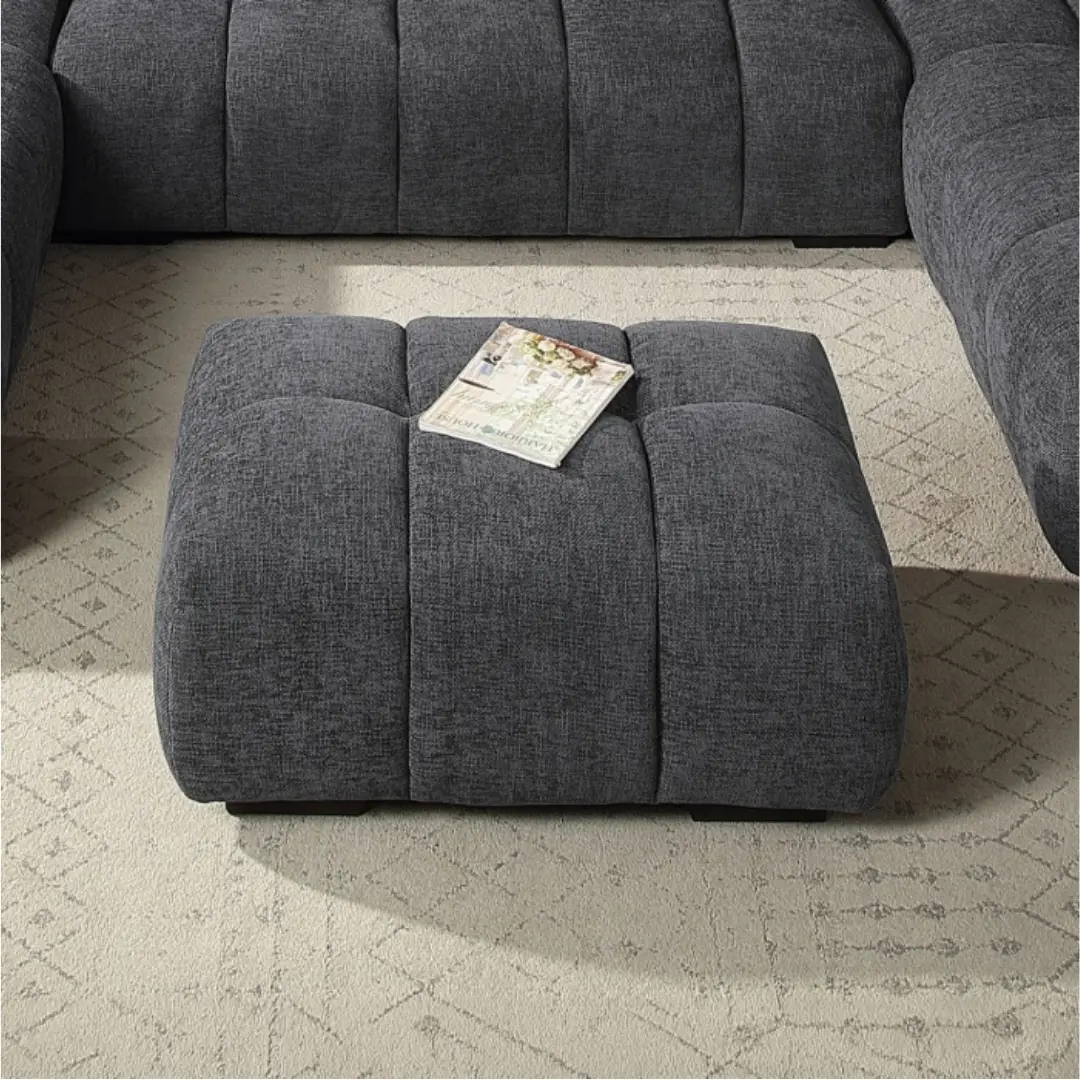 Chosen Chenille Gray Ottoman by ACME | U-Trade Furniture Chosen Chenille Gray Ottoman by ACME - Image 1