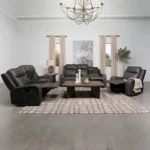 Raelynn 3-Piece Gray Leather Sofa Set By Coaster Furniture - Image 2