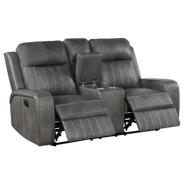 Raelynn 3-Piece Gray Leather Sofa Set By Coaster Furniture - Image 4