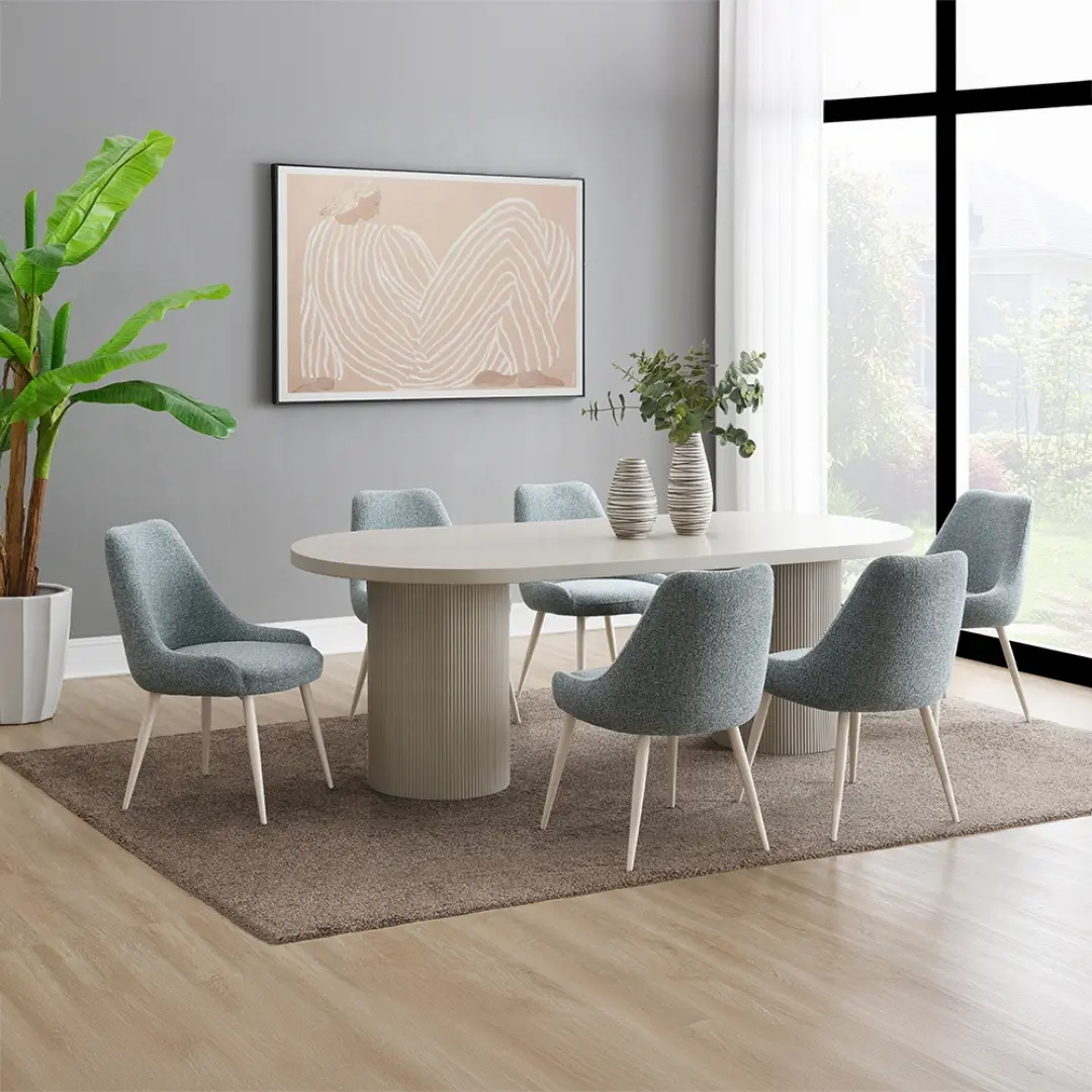 Laela 7 Piece White Oval Dining Set by ACME | U-Trade Furniture Laela 7 Piece White Oval Dining Set by ACME - Image 1