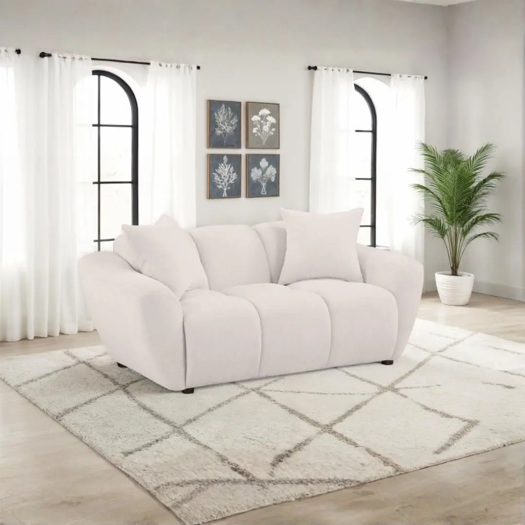 Destino Greige Plush Loveseat By Coaster Furniture | U-Trade Furniture Destino Greige Plush Loveseat By Coaster Furniture - Image 1