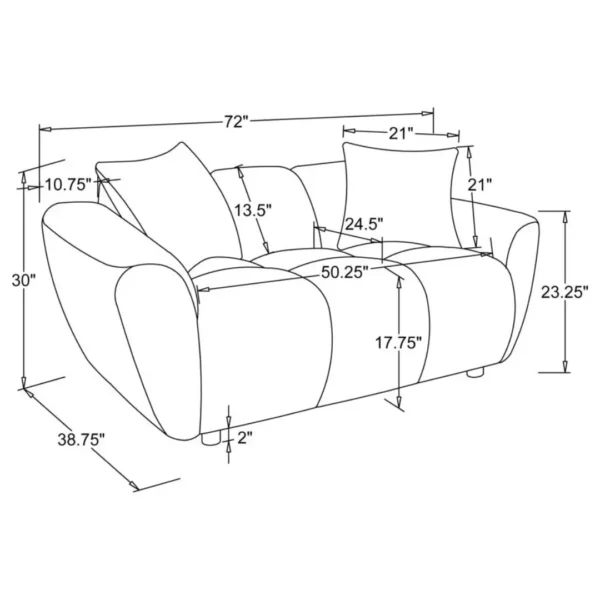 Destino Greige Plush Loveseat By Coaster Furniture - Image 6