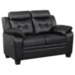 Finley Contemporary Black Leather Sofa Set By Coaster Furniture - Image 2