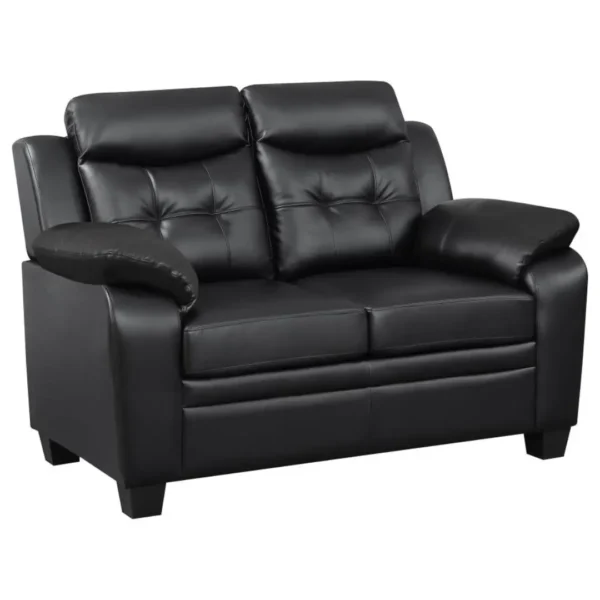 Finley Contemporary Black Leather Sofa Set By Coaster Furniture - Image 2