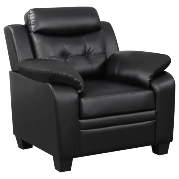 Finley Contemporary Black Leather Sofa Set By Coaster Furniture - Image 3