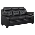 Finley Contemporary Black Leather Sofa Set By Coaster Furniture - Image 4