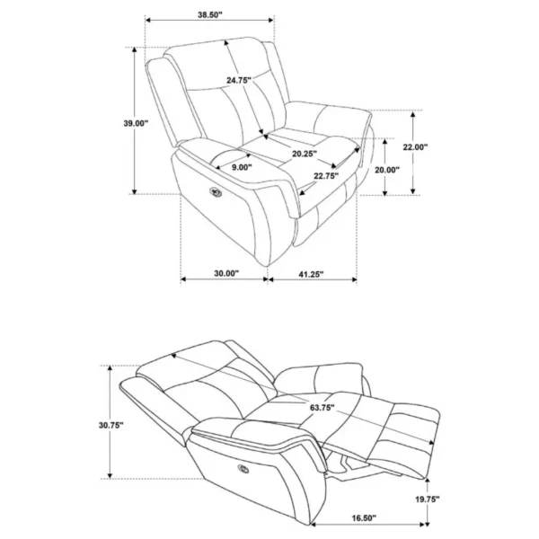 Lawrence Charcoal Glider Recliner By Coaster Furniture - Image 5