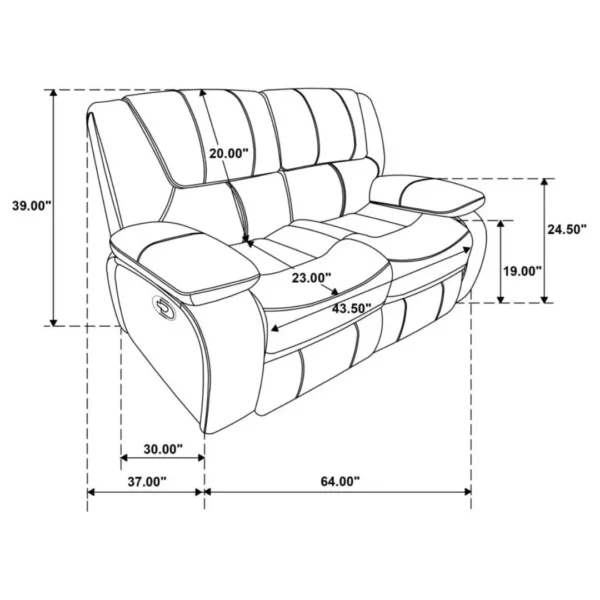 Camila Loveseat Recliner Sofa By Coaster Furniture - Image 8