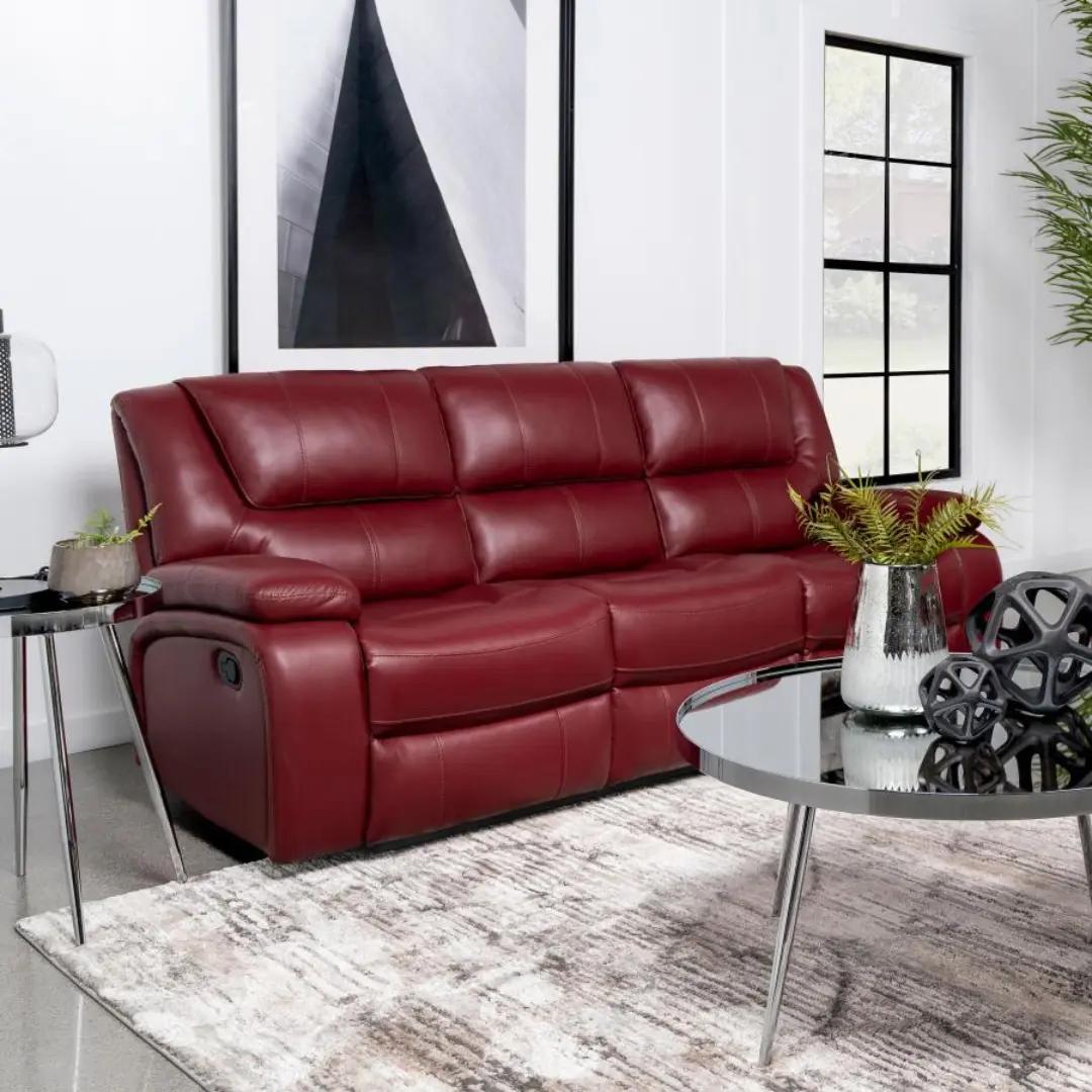 Camila Manual Recline Sofa By Coaster Furniture | U-Trade Furniture Camila Manual Recline Sofa By Coaster Furniture - Image 1