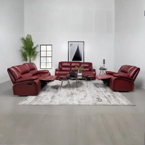 Camila 3 Piece Leather Reclining Sofa Set By Coaster Furniture - Image 2