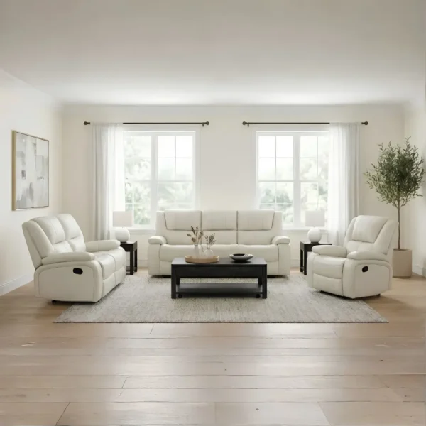 Camila 3 Piece Leather Reclining Sofa Set By Coaster Furniture - Image 3