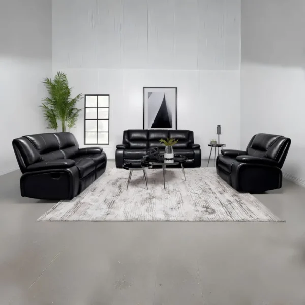Camila 3 Piece Leather Reclining Sofa Set By Coaster Furniture - Image 4