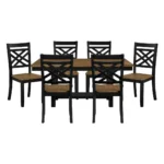 7 Piece Brown and Black Dining Set