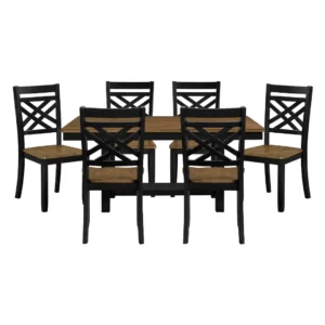 7 Piece Brown and Black Dining Set