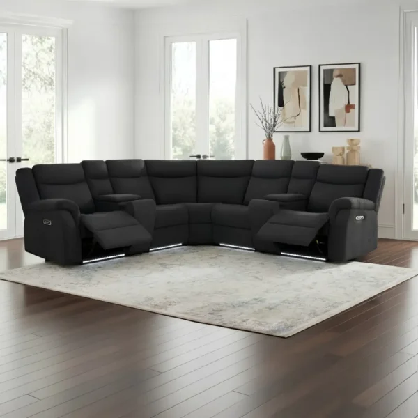 Hagen Sectional Recliner Sofa Steel Grey By Coaster Furniture - Image 2