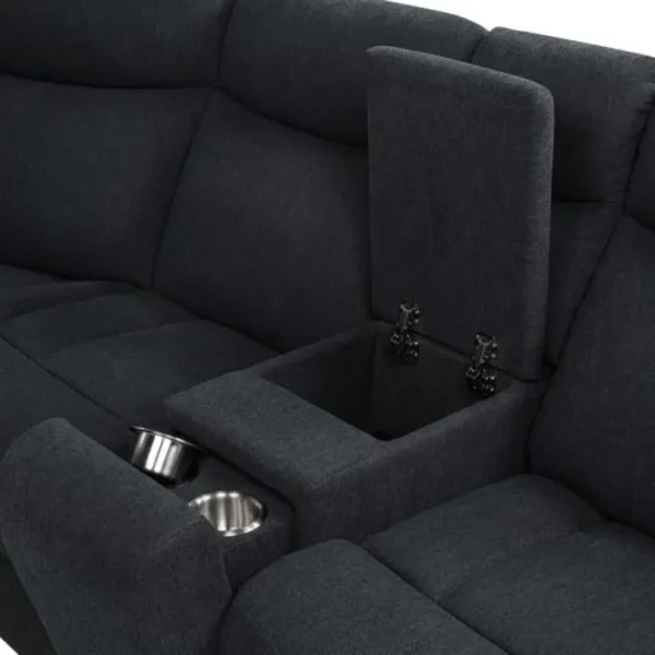 Hagen Sectional Recliner Sofa Steel Grey By Coaster Furniture - Image 9