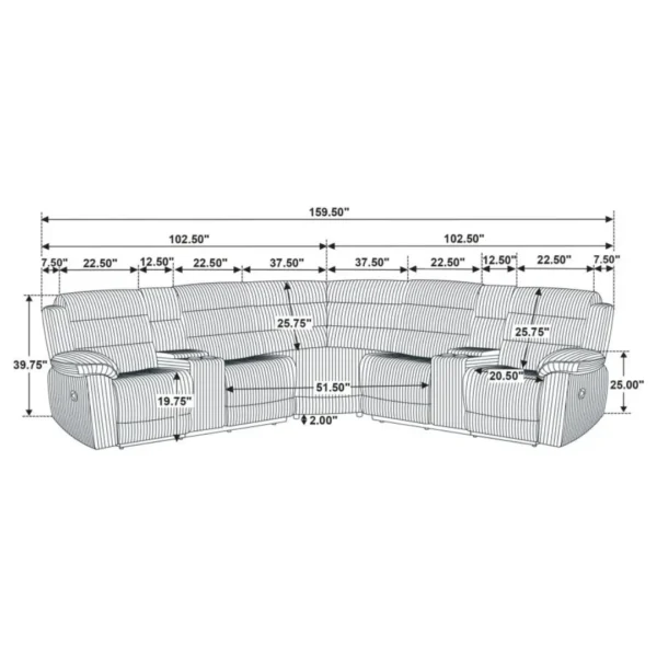 Atkinson Sofa Recliner Sectional By Coaster Furniture - Image 10