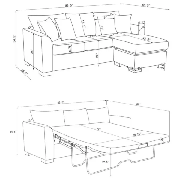 Storey Sleeper Sectional Sofa By Coaster Furniture - Image 13