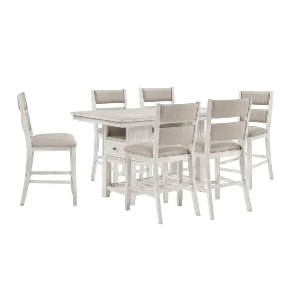 Savile 7 piece White Counter Height Table Set By Homelegance - Image 2