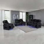 Zuma Black Leather Reclining Sofa Set By Coaster Furniture - Image 2