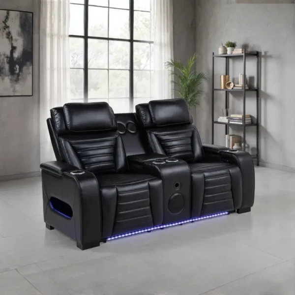 Zuma Black Leather Reclining Sofa Set By Coaster Furniture - Image 4