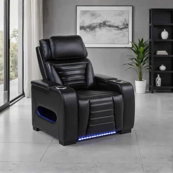 Zuma Black Leather Reclining Sofa Set By Coaster Furniture - Image 5