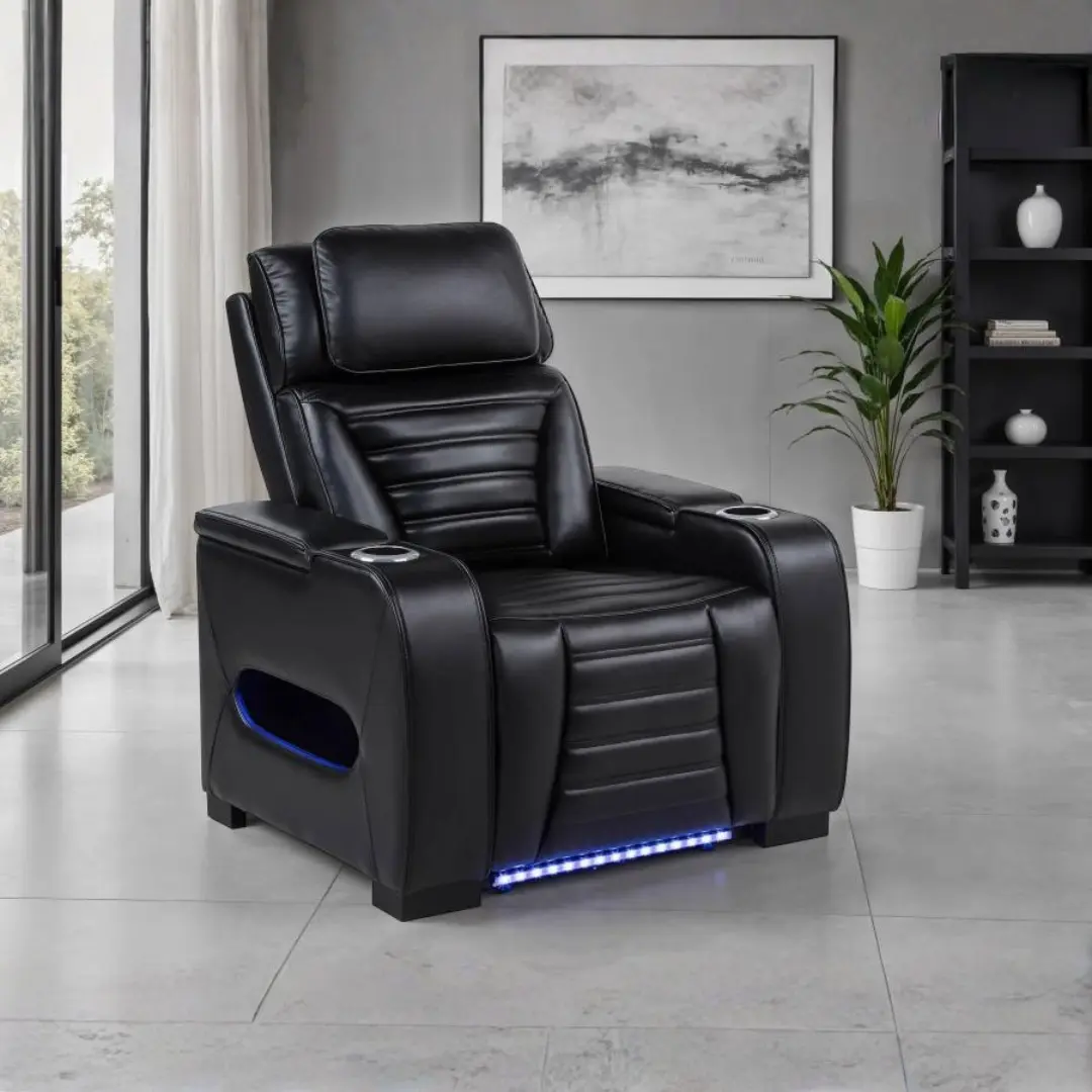 Zuma Black Leather Recliner Chair By Coaster Furniture | U-Trade Furniture Zuma Black Leather Recliner Chair By Coaster Furniture - Image 1