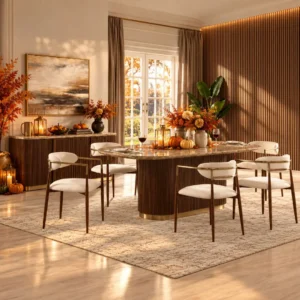 Clayten 7 PC Marble Top Dining Table Set by ACME