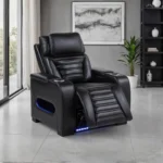Zuma Black Leather Recliner Chair By Coaster Furniture - Image 2