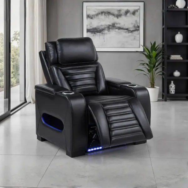 Zuma Black Leather Recliner Chair By Coaster Furniture - Image 2