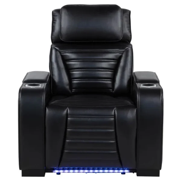 Zuma Black Leather Recliner Chair By Coaster Furniture - Image 3