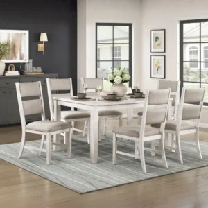 White Farmhouse Dining Set for 6